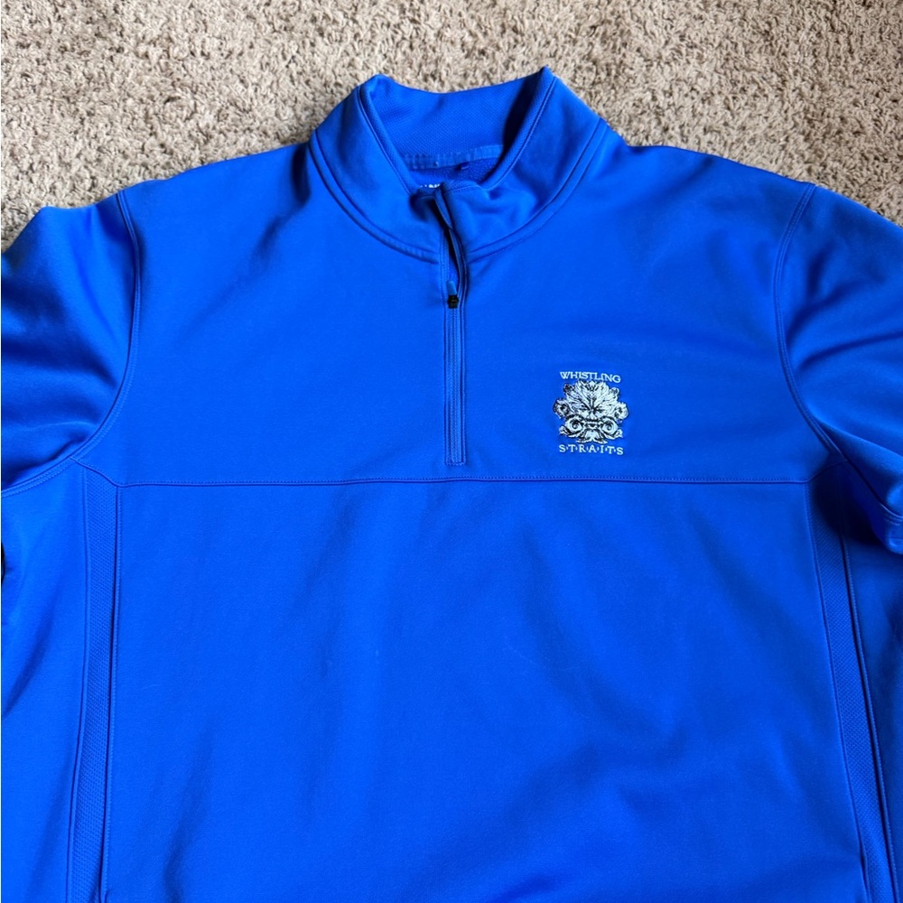 Nike Golf Q-Zip Pullover Shirt Large Whistling Straits Resort Blue